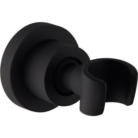 Schwarzer Duschhalter, Duschkopfhalter aus Edelstahl, Wandmontage, Duschkopfhalter, 360° drehbarer Duschkopfhalter, rund (1/5)