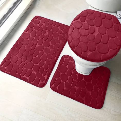 Set di tappeti da bagno con motivo a ciottoli in rilievo, tappetino da bagno ultra morbido e antiscivolo, tappeti da vasca semplici e assorbenti - Crezuo