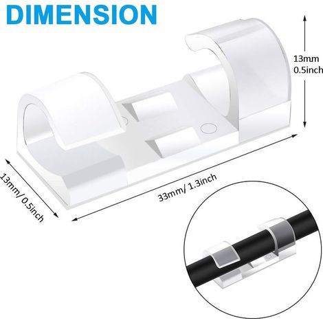 Clips et attache-cables murales 40PCS Clips Cable,Support de Fils de Rangement de Cable avec Coussinets Auto-Adhésifs Solides,Peut être Utilisé pour Gérer de Cables/Fils dans une Maison ou un Bureau ( (1/4)