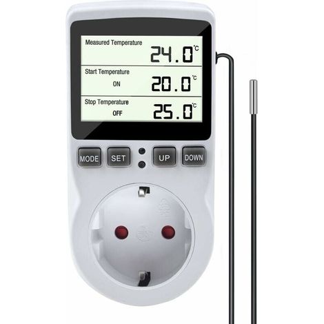 Prise Thermostat, Prise Programmable Digitale avec Sonde, Prise Minuteur Digital, Minuterie Numérique Programmable, Prise Thermostat chauffage pour Serre, Aquarium WH58EU Ikodm (1/4)