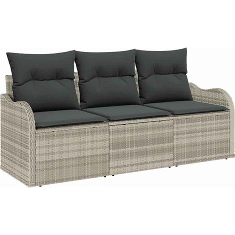Maison Exclusive - Set Divano da Giardino 3 pcs Grigio chiaro polyrattan