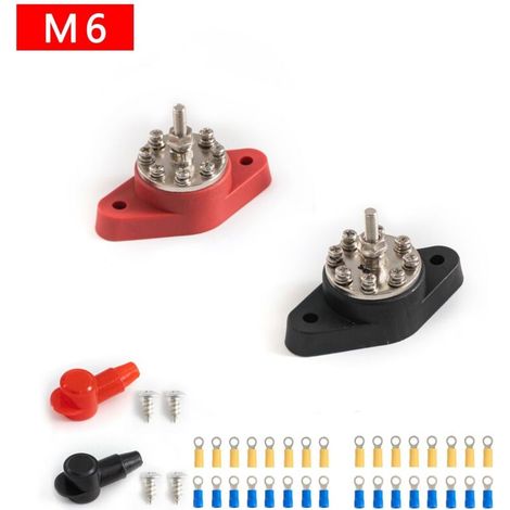 Barre omnibus marine M6 robuste 48 V 300 A, courant élevé, barre omnibus ronde pour modification de camping-car, jeu unique noir.