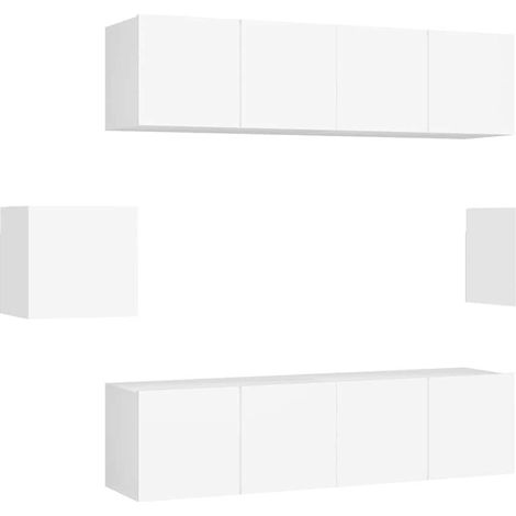 Maison Exclusive - Set Mobili Porta TV 6 pz Bianco in Legno Multistrato (1/5)