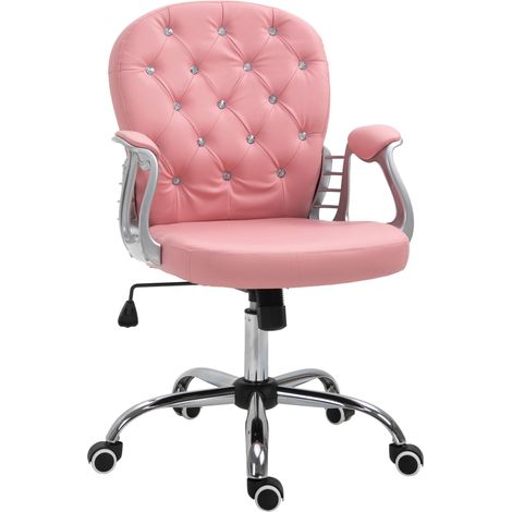 Sedia da ufficio ergonomica imbottita in PU rosa regolabile in altezza 59,5x60,5x93-103 cm (1/5)