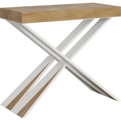 Console Extensible 90X40/300 Cm Diago Chêne Nature Avec Structure Blanc (1/6)