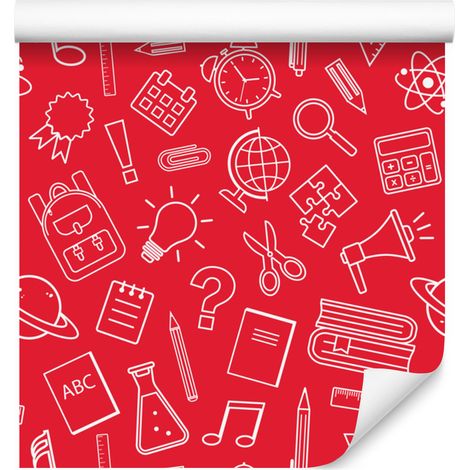 Carta da parati Materiale scolastico rosso, sfondo rosso 50x1000 cm (1/5)