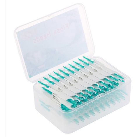 200 brossettes interdentaires jetables en silicone à double extrémité, avec picots en silicone. (1/5)