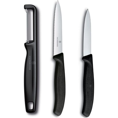 Victorinox Set 3 Set spelucchini con pelaverdure nero da cucina (1/3)