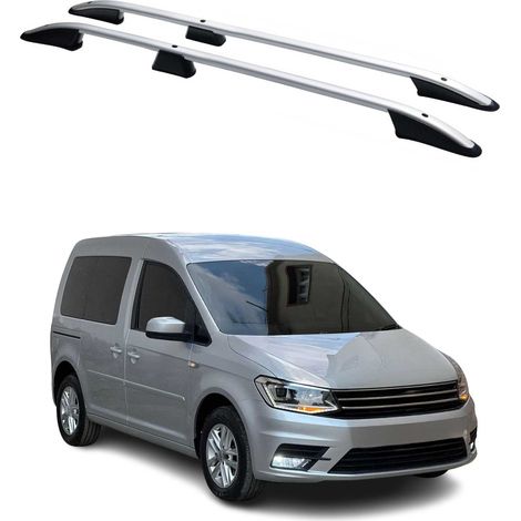 OMAC Barres de Toit longitudinales pour VW Caddy 2020-2026 L1 Aluminium Gris (1/5)