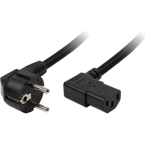 Device cable CEE 7/7 90° - C13 90° Black 2m