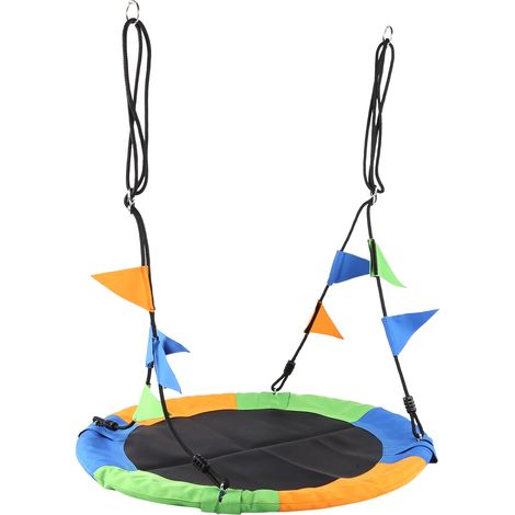 Balançoire ronde de 100 cm en tissu Oxford 900D, sangles de suspension réglables pour enfants et adultes. (1/5)