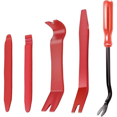 CCYKXA  5-teiliges Auto-Ausbauwerkzeug-Set, Auto-Reparaturwerkzeug-Set, Kunststoffhebel für Aus- und Einbau, Demontagewerkzeuge, Rot