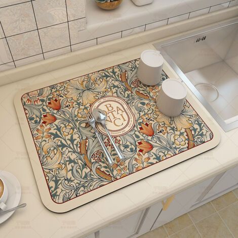 royaluxe-Tapis Egouttoir Vaisselle, 30×40 cm Tapis de Drainage de Cuisine Super Absorbant, Tapis d'égouttement à Vaisselle de Plat (1/5)