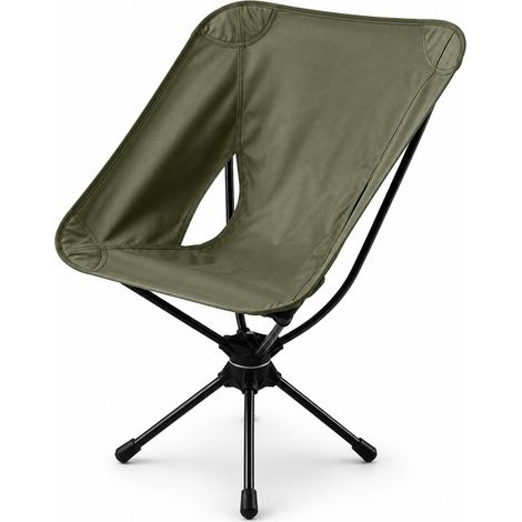 Chaise lune pliante pivotante 360° en aluminium vert kaki camping (1/5)