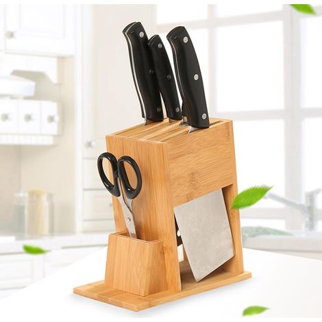 Bloc à couteaux Coninx Raf en bois d'hévéa - Porte-couteaux - Bloc à couteaux (couteaux non inclus) - Convient pour 13 couteaux différents - Porte-couteaux pour une cuisine organisée et rangée - 13 x (1/5)