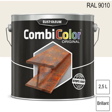 Peinture fer CombiColor Original RAL 9010 Blanc pur brillant 2,5L RUST-OLEUM