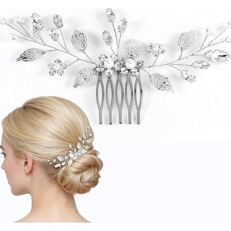 Peigne à cheveux de mariée élégant avec épingle décorative, accessoire de coiffure pour mariage, banquet, fête et cérémonie (1/5)