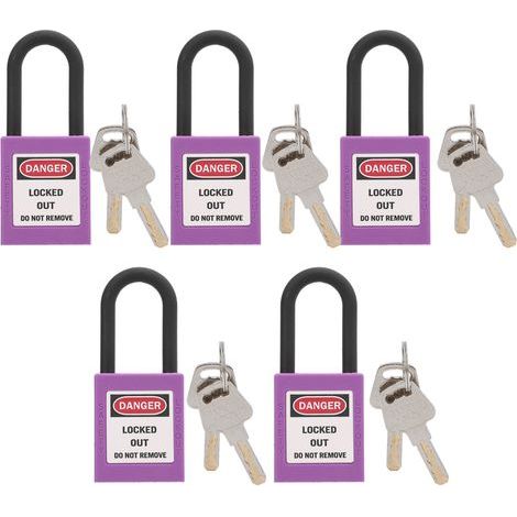 5 jeux de 38mm/1,5 pouces, verrouillage de sécurité, isolation technique, résistance au dérapage pour usines, chantiers de Construction, hôpitaux, produits chimiques, violet (1/5)