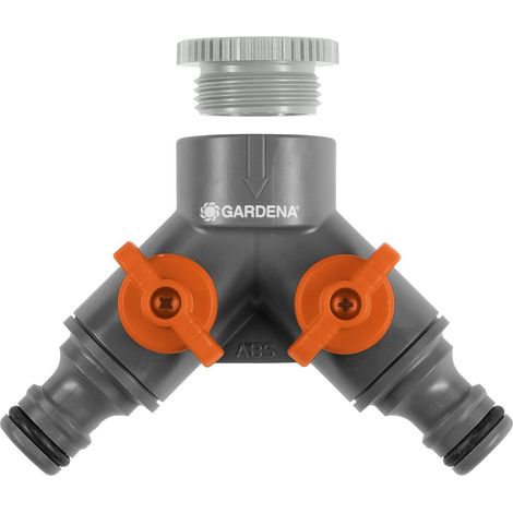 Gardena - 2-way valve - 26.5 mm (G 3/4 inch) and 21 mm (G 1/2 inch) thread - with adapter