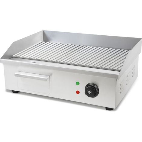 Plancha professionale elettrica inox 3000W superficie scanalata 55x35cm 50-300°C - VERTES (1/5)