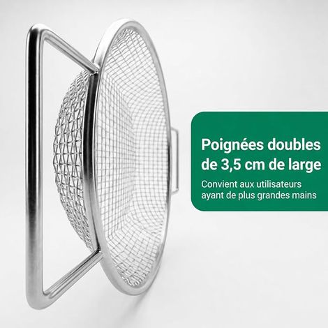 Tamis de jardin – Double poignées de 3,5 cm pour les grandes mains, 30 cm de diamètre pour seau de 18 l, maille en acier galvanisé de 1 mm, maille de 6 mm, passoire à compost pour jardin et (1/3)