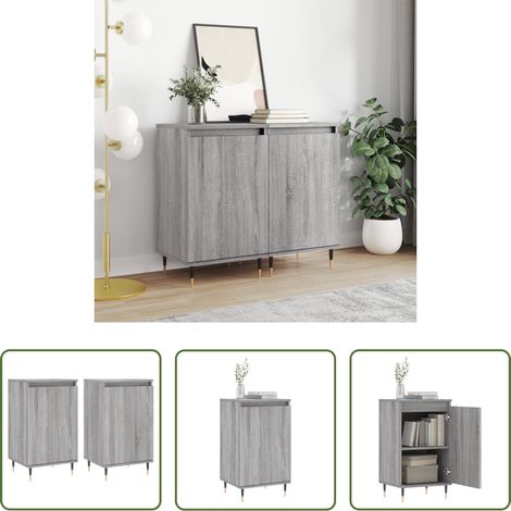 vidaXL Stauraum - Sideboards 2 Stk. Grau Sonoma 40x35x70 cm Holzwerkstoff (1/5)