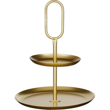 Présentoir 2 Niveaux Doré Étagère de Table pour Décoration et Buffet 28 x 28 x 36 cm - PANGIVO (1/5)