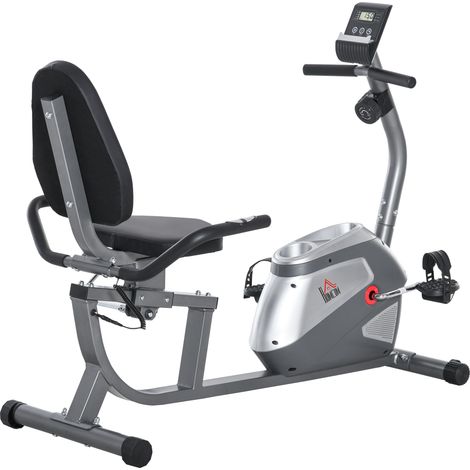Vélo d'appartement semi-allongé vélo couché magnétique écran LCD multifonction siège réglable 8 niveaux de résistance