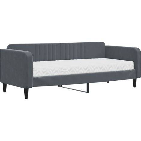 Maison Exclusive - Divano Letto con Materasso Grigio Scuro 90x200 cm in Velluto (1/5)