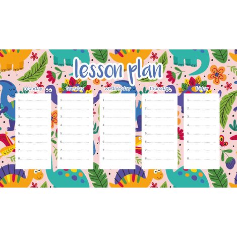 Piano di lezione magnetico con dinosauri divertenti, 30x17,5 cm
