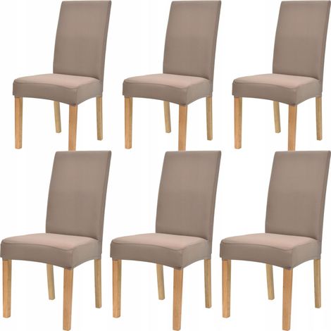 Coprisedie elasticizzati, lisci, taglia L, TESS, 6 pezzi, marrone chiaro