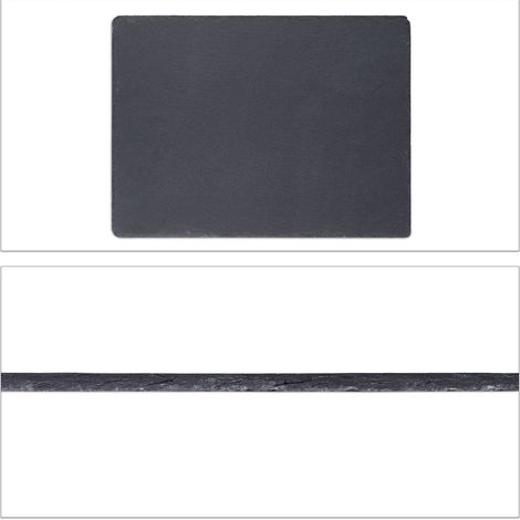 Lot de 6 assiettes décoratives pour service mets et boissons 30 x 40 cm en ardoise anthracite (1/5)