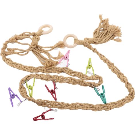 Organizer-Kette zum Aufhängen von Plüschtieren, kompakt, mit Clips und Haken, ideal für Kinderzimmer, gelb. (1/5)