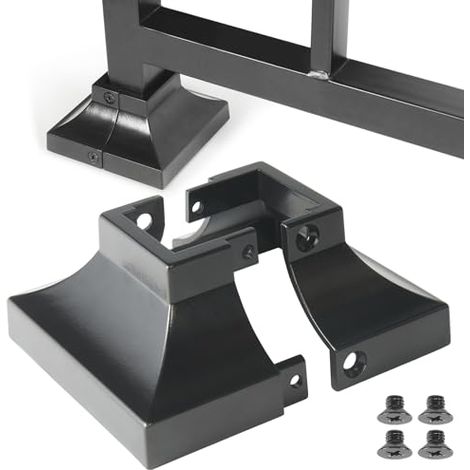 Lot de 4 protections de base de terrasse en aluminium – Main courante de 3,2 cm, jupe, escalier, porche, supports de garde-corps de terrasse (noir) (1/5)