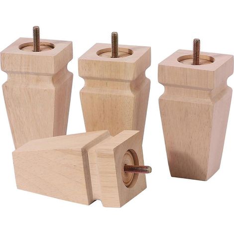 Pieds de meubles carrés en bois, ensemble de 4 pieds de canapé en bois massif, style médiéval, convenant aux fauteuils, fauteuils inclinables, tables basses et chaises, 12,7 cm (5 pouces). (1/5)