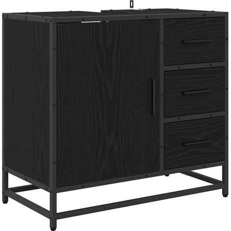 Maison Exclusive - Badezimmerschrank mit Tür Schwarz Eichen-Optik