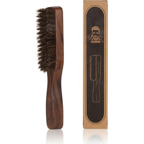 Brosse à barbe et moustache de qualité supérieure en poils de sanglier, peigne de rasage pour l'entretien quotidien H48 (1/5)
