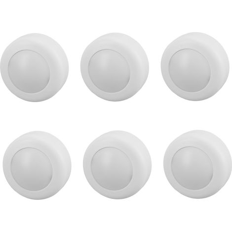 Lot de 6 spots LED ronds à intensité variable avec télécommande, pour éclairage sous meuble, placard ou comptoir (blanc). (1/5)