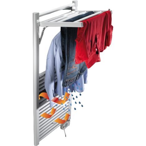 Deltacalor – Sèche-serviettes électrique 750W – H142 x l50 cm – Étendoir rétractable à 90° – Programmation hebdomadaire – Détecteur de fenêtre ouverte