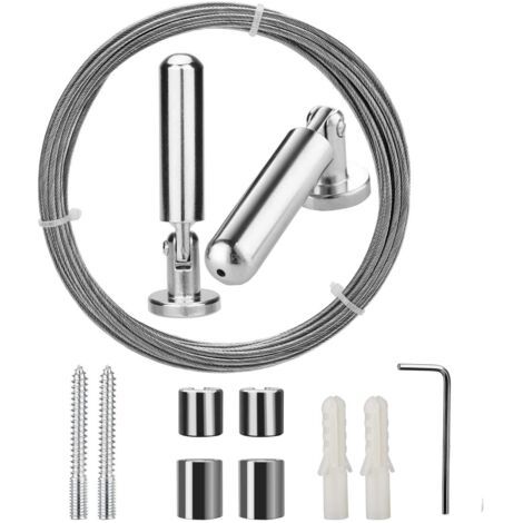 Acier Inoxydable Rideau Tension Fil Pincer Clips Net Rideau Tieback Rod Set Photo Suspendus 3 Mètres (1/5)