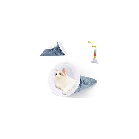 Komfortabler Winterschlafsack für Katzen – selbstheizend, 360°-Rundum-Schlafsack in Höhlenform, großer, weicher Plüschschlafsack, geeignet für Wohnungskatzen (B)-Crezuo