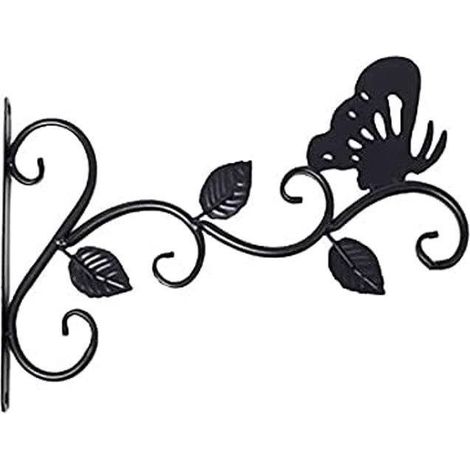 Lot de 1 Supports pour Plantes Suspendues Noir, 12 Pouces Suspension Mural Crochet Plante en Métal, Suspension d'Accessoires pour Plantes Antirouille et Robuste en Forme de Papillon (1/5)