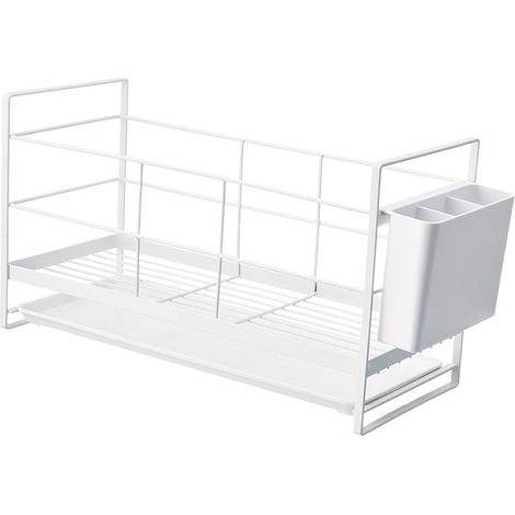 [Égouttoir de cuisine] [B12] [Dégoulinante] en métal avec boîte de rangement pour plats, bols, ustensiles – Organiseur de comptoir multifonction pour drainage, stockage et séchage (1/5)