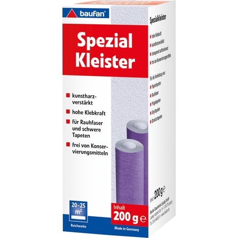 Colle Spécial 200g Colle Papier Peint Renforcée par Résines Synthétiques Forte Adhérence pour Papier Peint Ingrain et Épais, Transparent (1/3)