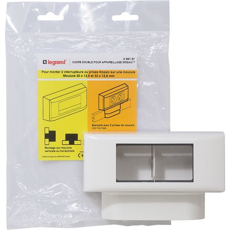 Cadre double pour appareillage Mosaic - moulures 12,5mm - Legrand