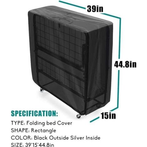 Copertura antipolvere pieghevole, adatta per letto pieghevole o borsa protettiva per letto pieghevole, 99x38x113 cm. (1/3)
