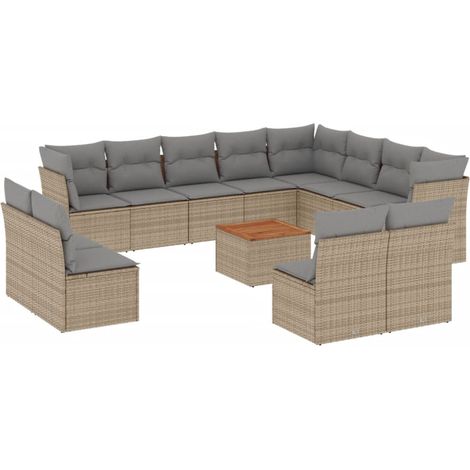 Maison Exclusive - Juego de sofás jardín con cojines beige mezcla (1/5)