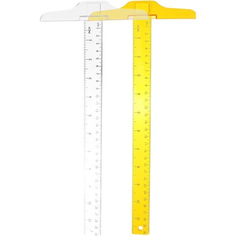 Lot de 2 Règles en Plastique de T Double Échelle, Outils de Mesure Précis pour Bureau et Maison, Sécurité Assurée pour Artistes et Étudiants (1/5)