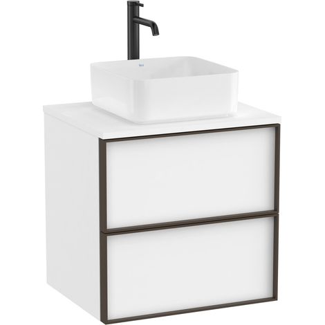 Meuble "INSPIRA" 600 - 2 tiroirs pour vasque à poser (non incluse) - Blanc Mat - Roca (1/2)