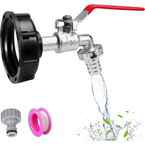 Adaptateur réservoir IBC – laiton – robinet jardin 1/2" – raccord cuve 1000L – S60X6 – plastique (1/5)
